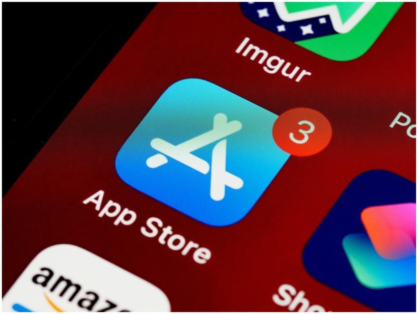 Close-up of App Store icon on iPhone screen with n