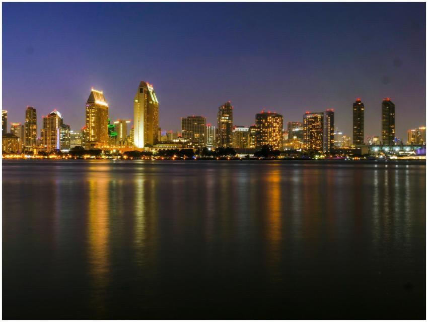 Captivating view of San Diego skyline reflecting o