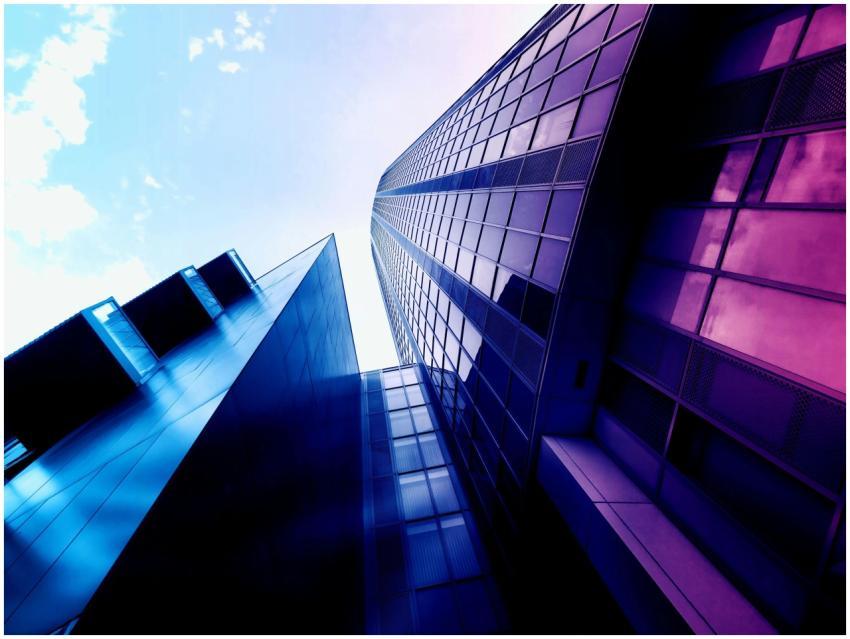Low angle shot of modern skyscrapers with reflecti