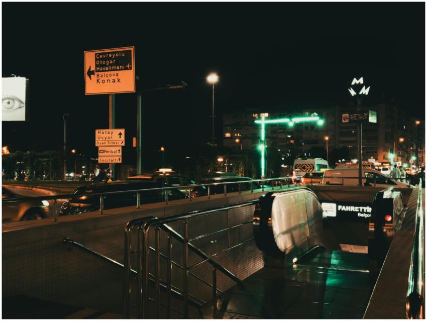 Busy nighttime street scene in İzmir, Türkiye with