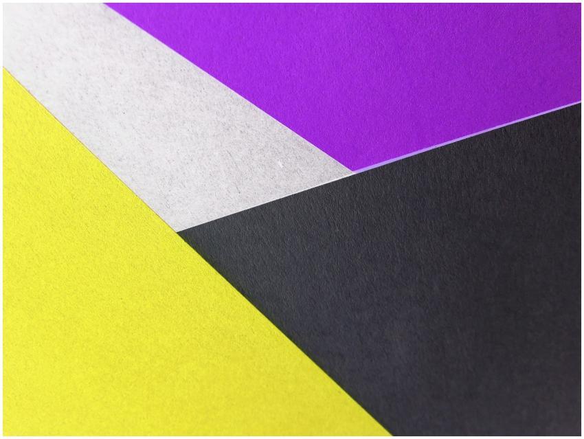 Vibrant geometric composition with yellow, purple,