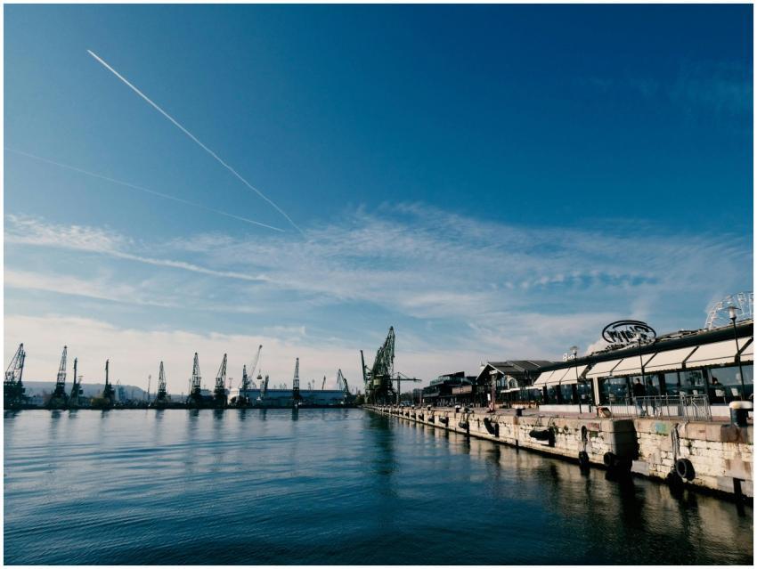 Seaside Port Cranes Under