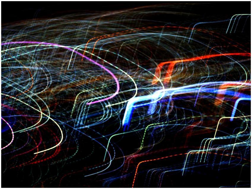 Vibrant abstract image featuring colorful light tr