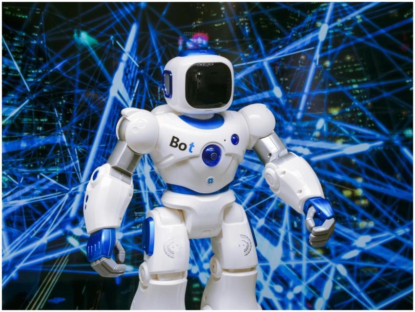 Advanced humanoid robot with glowing blue accents