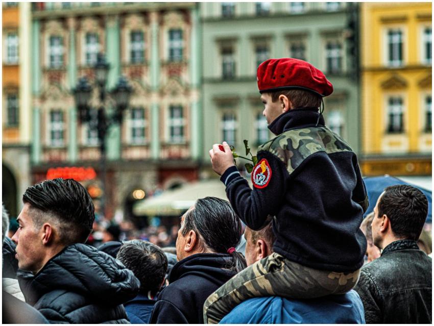 Child Shoulders Crowd Public