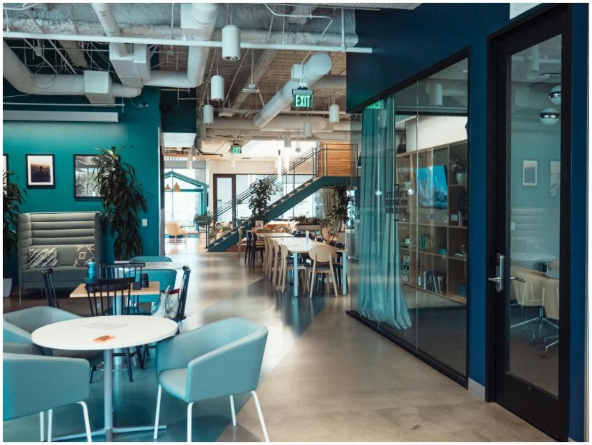 Open and collaborative modern office space with st