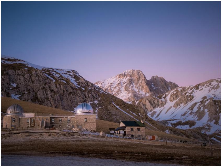 Snowy mountain landscape featuring the Gran Sasso