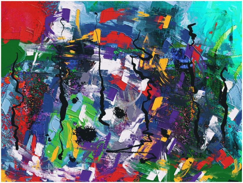 Vivid and colorful abstract expressionist painting