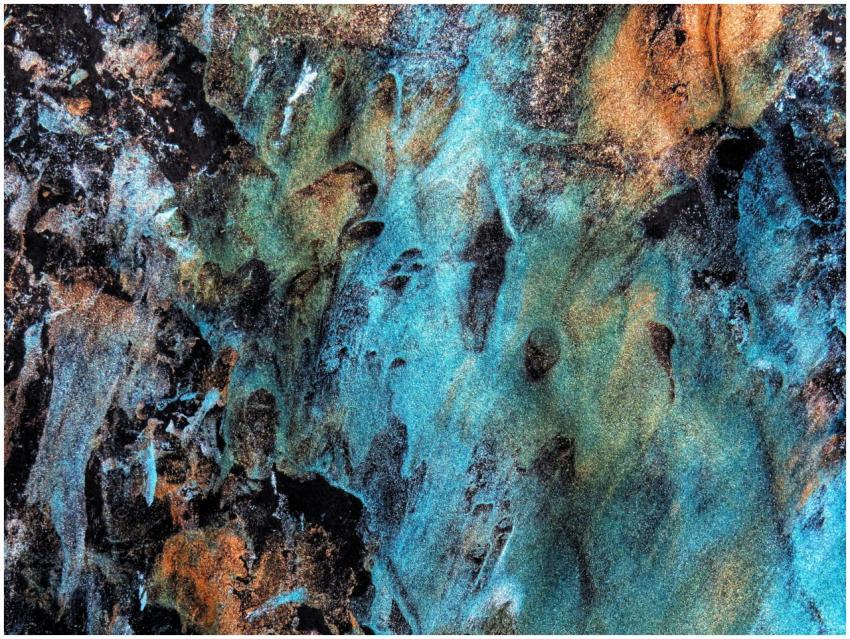 Colorful textured abstract art with vibrant blues