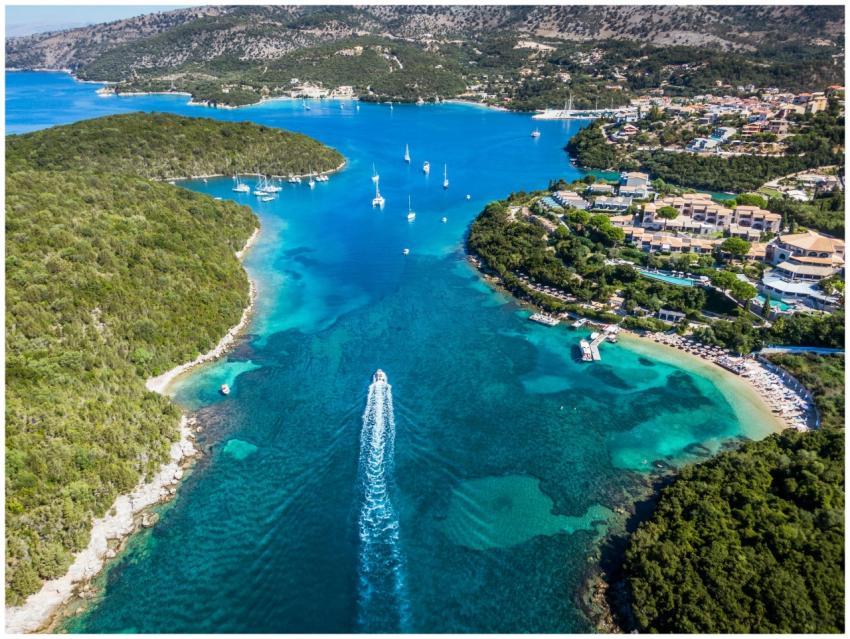 Explore the stunning aerial view of Syvota's emera
