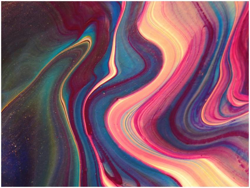 Colorful abstract acrylic painting with swirling p