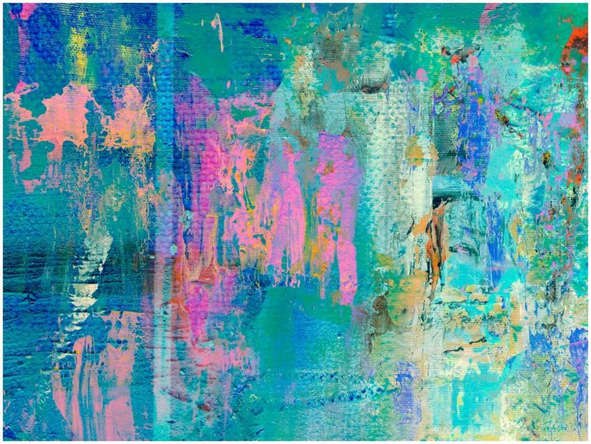 Colorful abstract painting with dynamic brushstrok