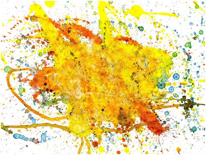 Colorful abstract acrylic paint splatter artwork o
