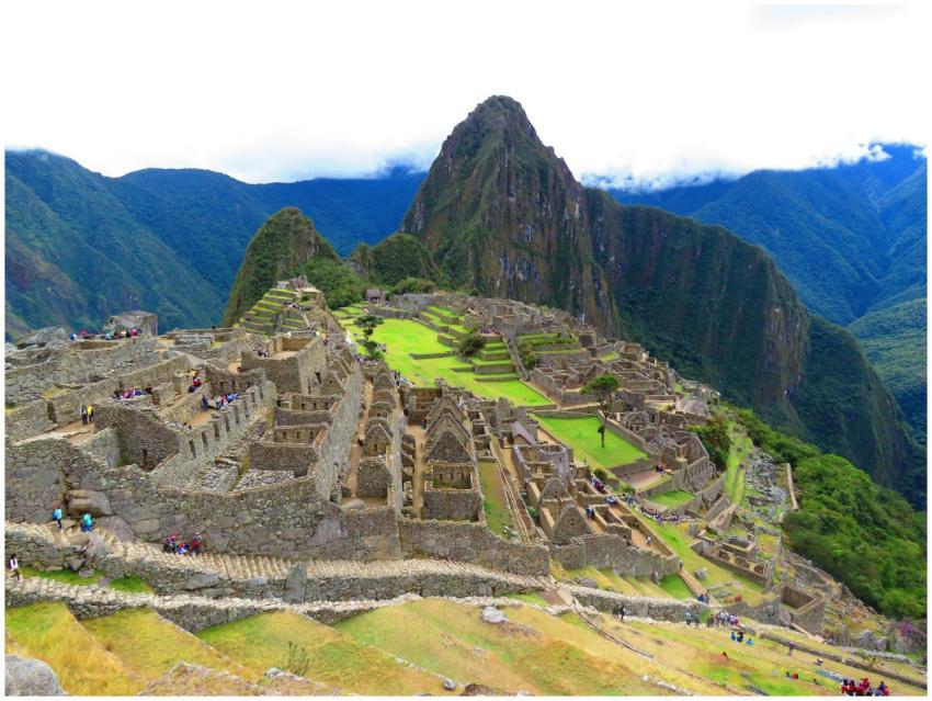 Stunning aerial perspective of Machu Picchu with l