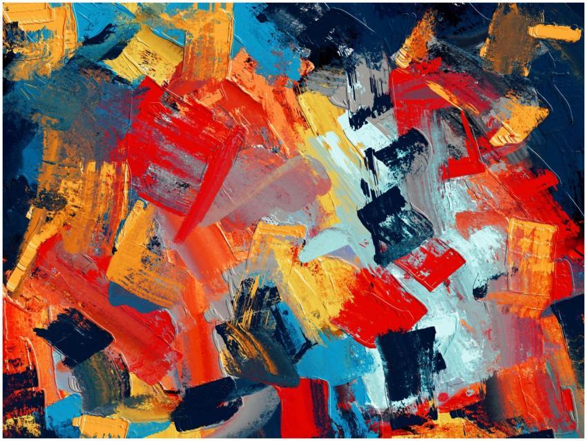 Dynamic abstract artwork with bold brushstrokes in