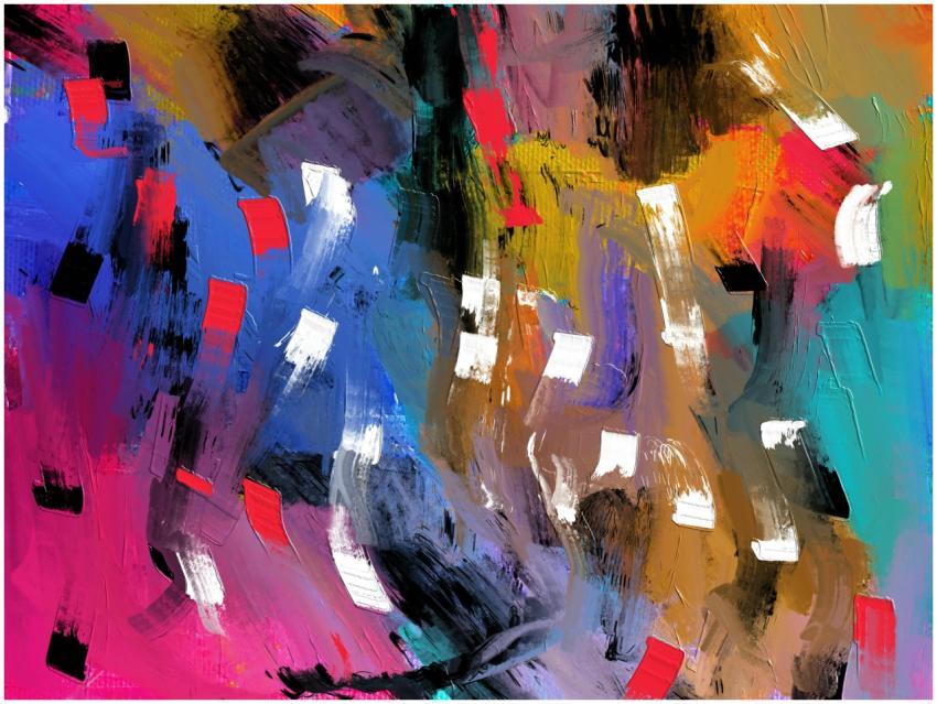 Colorful abstract painting with dynamic strokes an