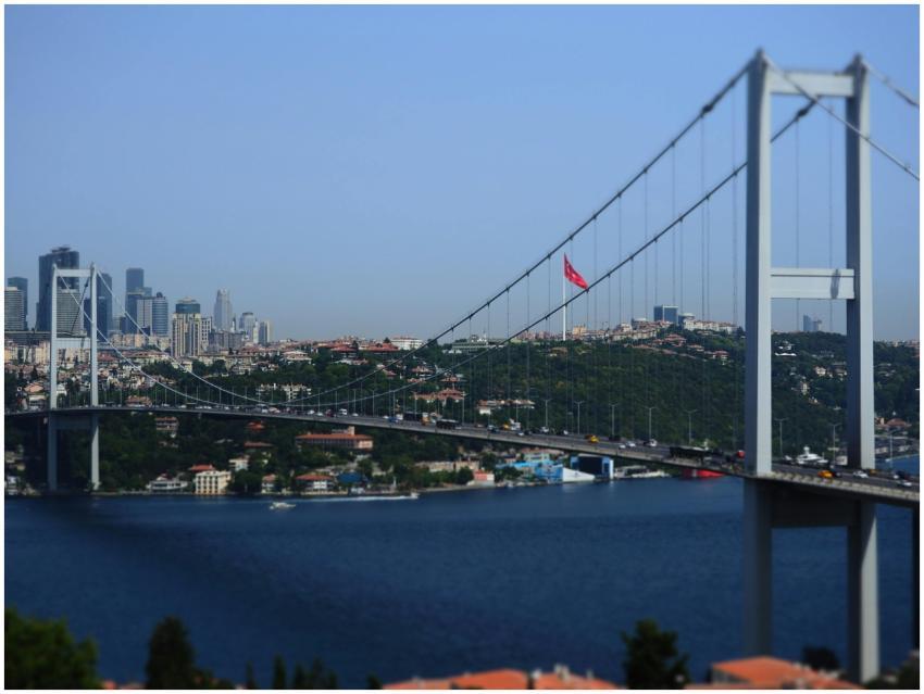 Scenic view of the Bosphorus Bridge spanning the B