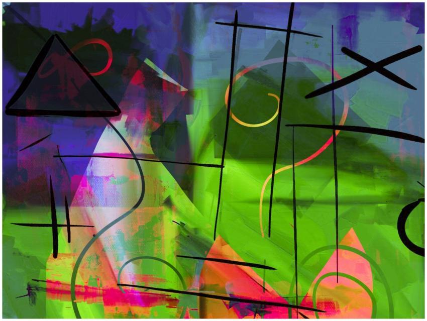 Colorful abstract digital artwork featuring dynami