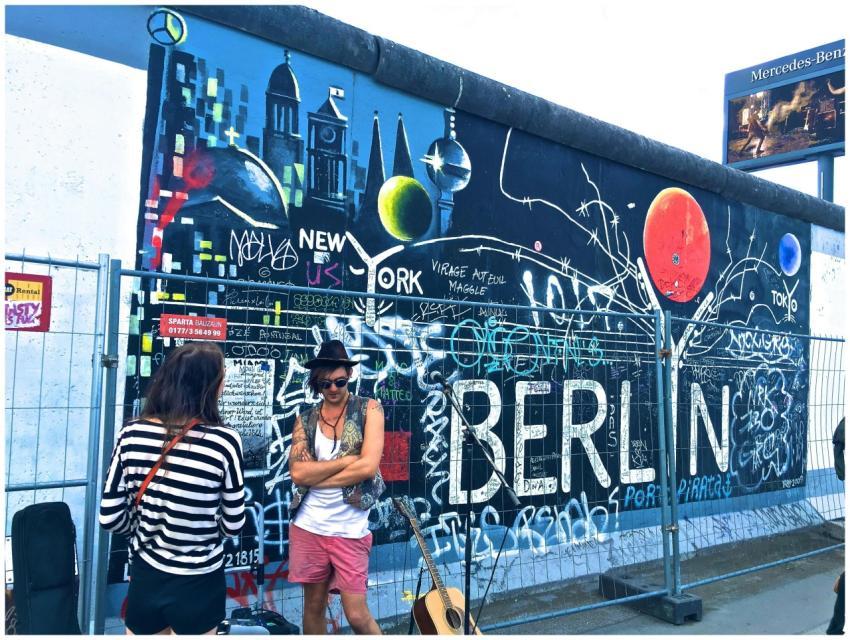 Vibrant street art on the Berlin Wall, captured am