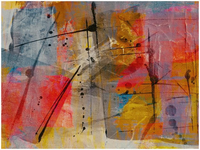 Colorful abstract painting with dynamic strokes an