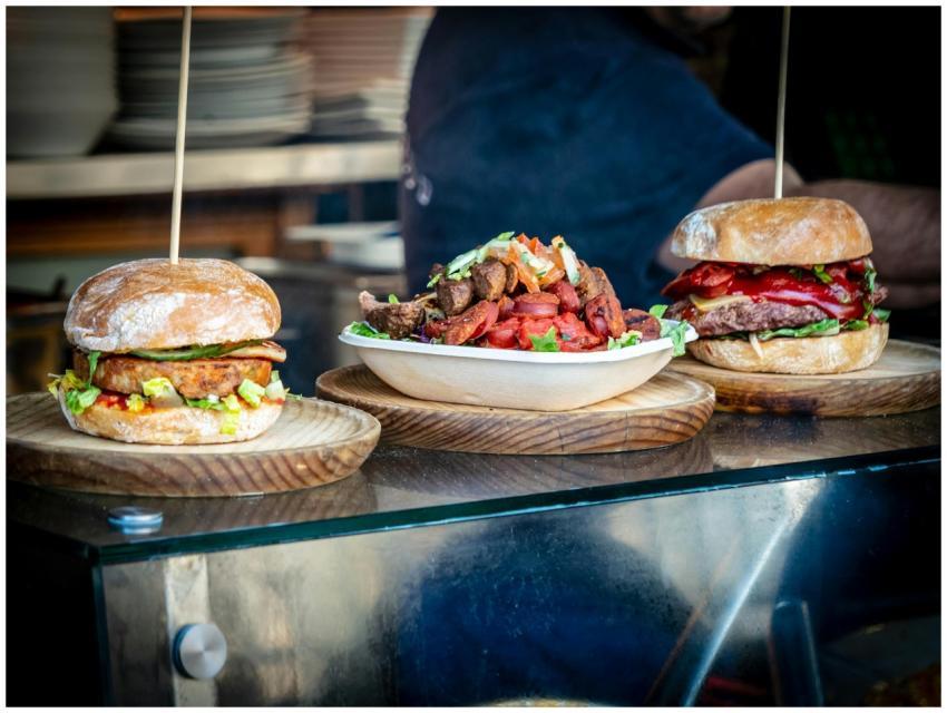 Mouth-watering burgers and salad served at Borough
