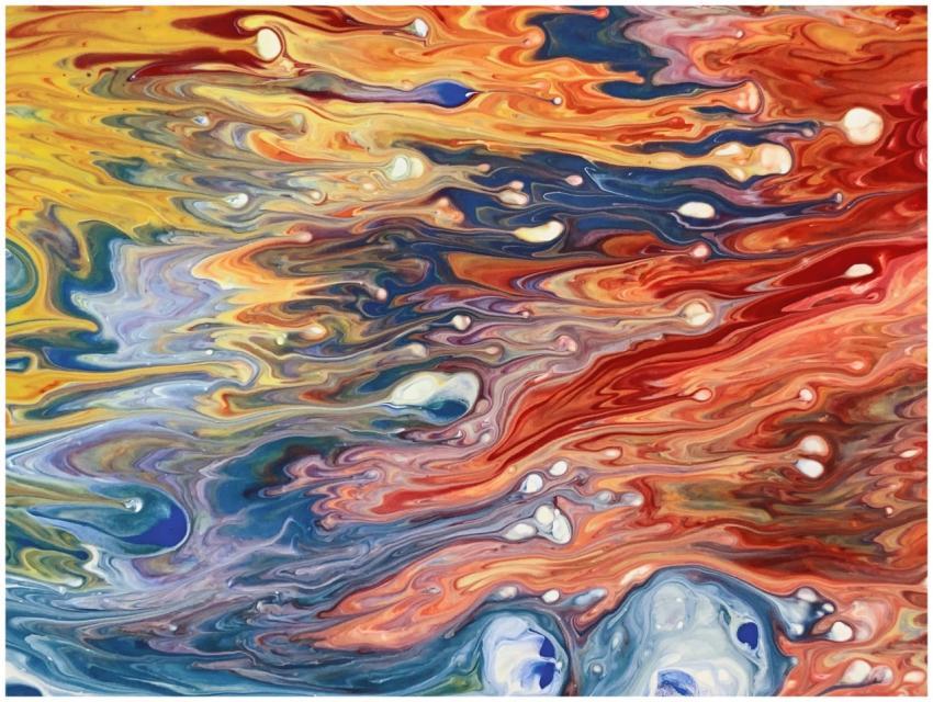A vivid and dynamic abstract painting showcasing s