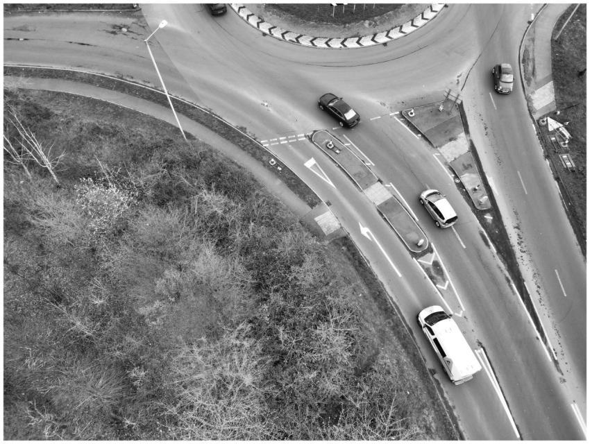 Aerial Roundabout Black White