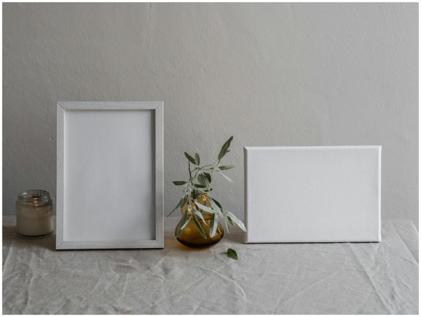 Elegant still life of a table with a photo frame,