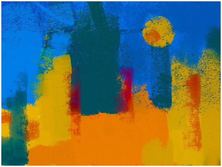 Colorful abstract painting with vibrant brush stro