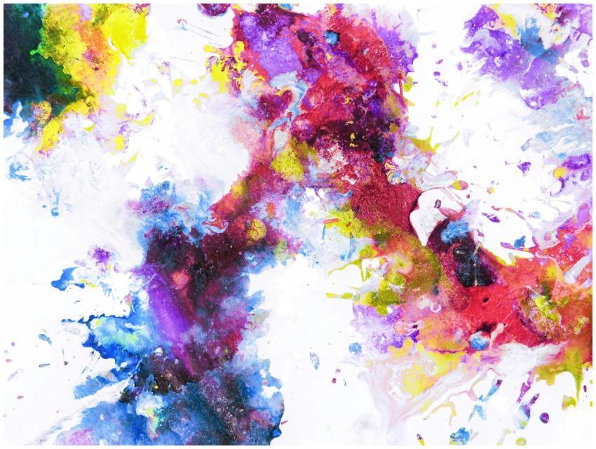 A colorful abstract watercolor painting featuring