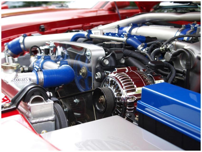 Detailed view of a clean modern car engine with vi