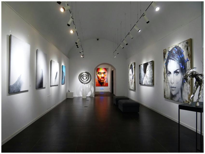 Sleek and modern art gallery with various contempo