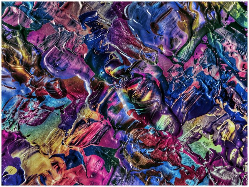 Colorful and textured abstract acrylic painting wi