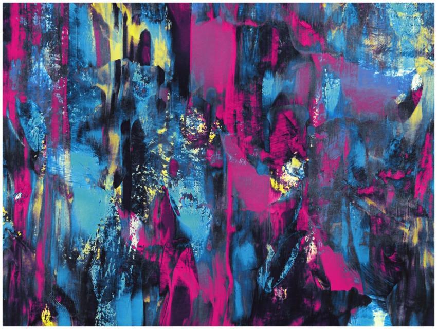 Vivid and expressive abstract painting with bold c