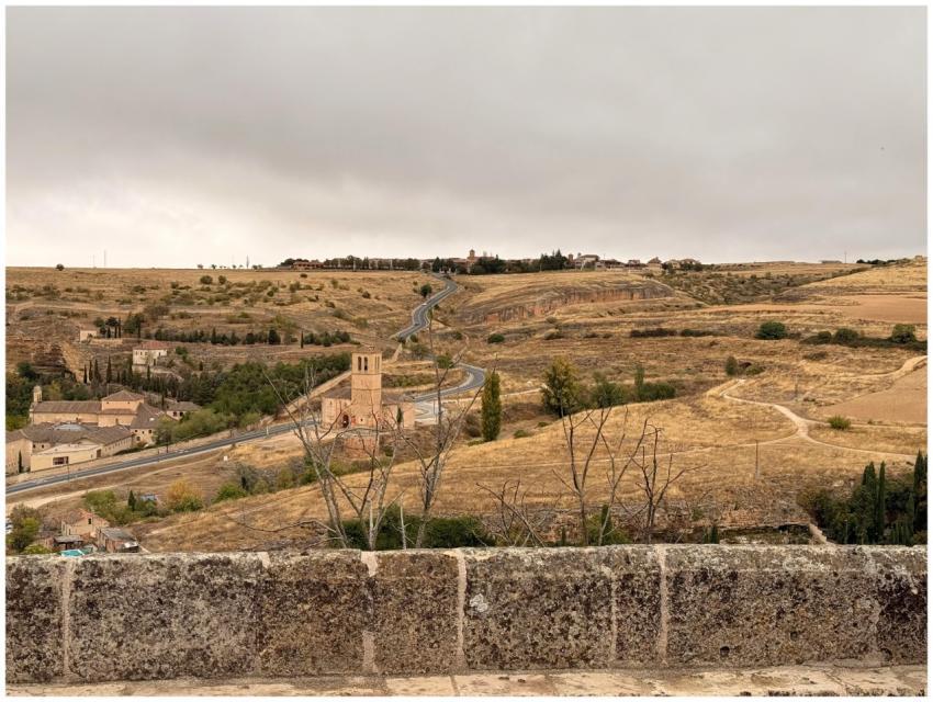 Scenic view of Segovia's rolling fields and histor