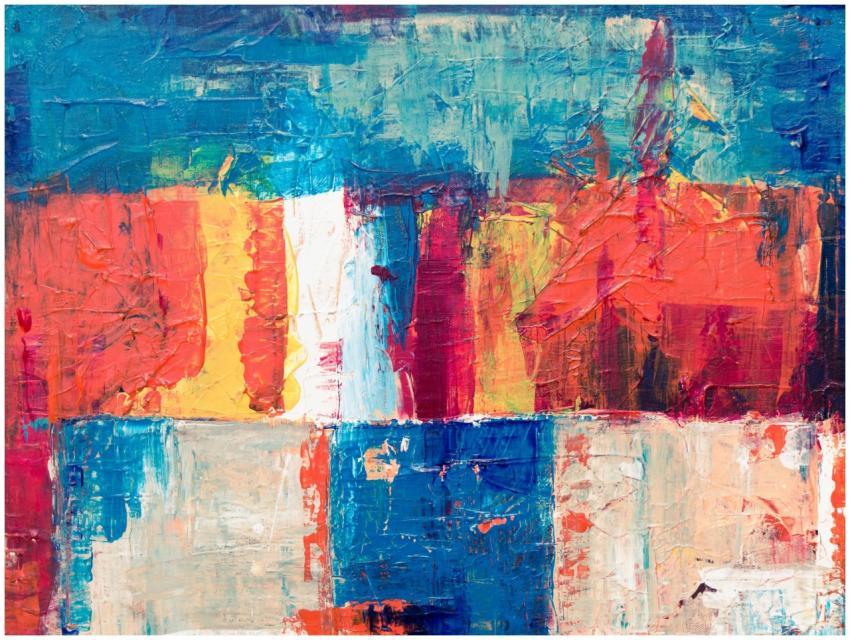 Colorful abstract painting with bold textures and