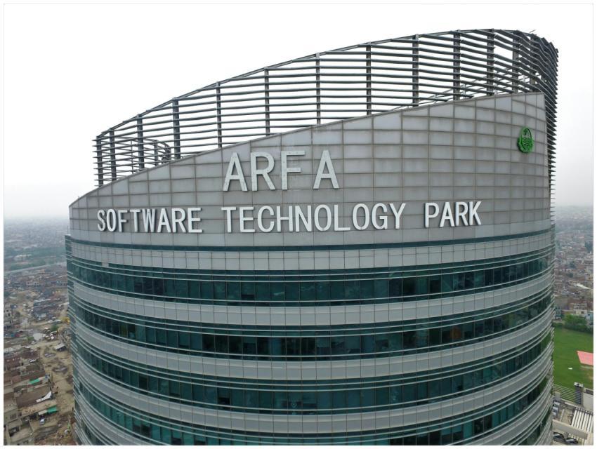 A stunning aerial shot of the Arfa Software Techno