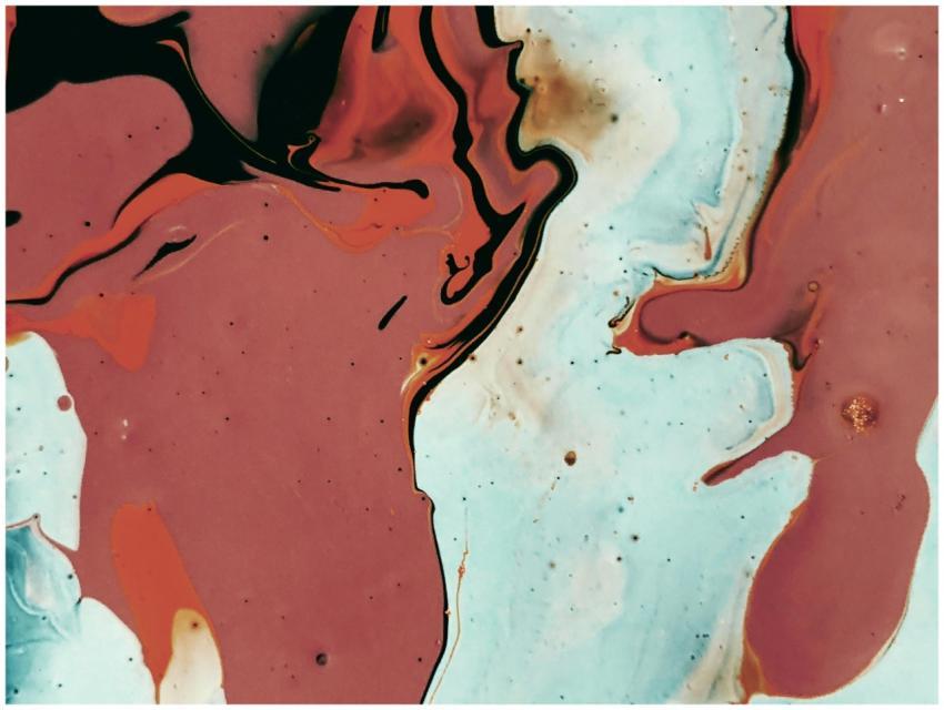 A colorful, abstract acrylic paint artwork featuri