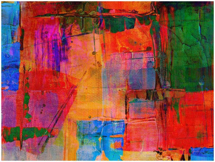 A dynamic and colorful abstract painting with laye