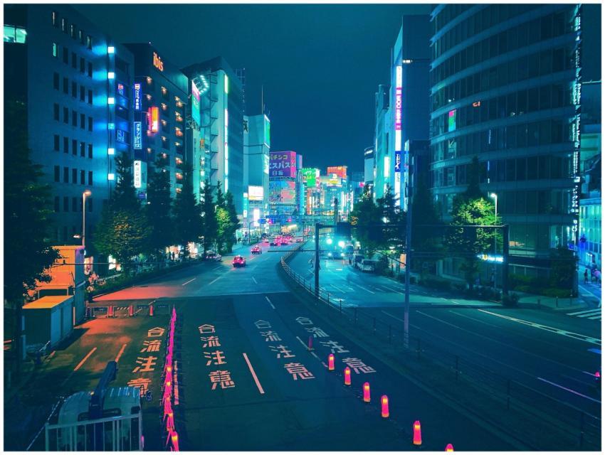 Vibrant Tokyo cityscape at night with neon lights