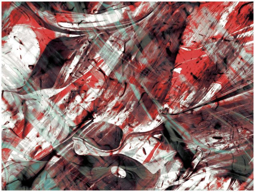 Energetic abstract art with vivid red, black, and