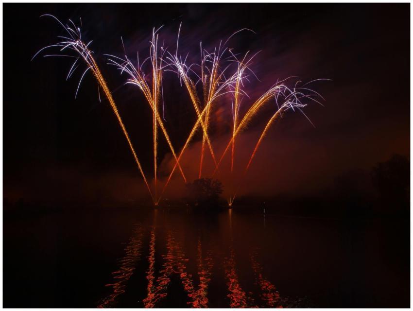 A vibrant fireworks display illuminating the night