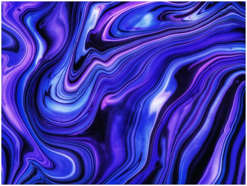 Dynamic purple and blue abstract fluid pattern wit