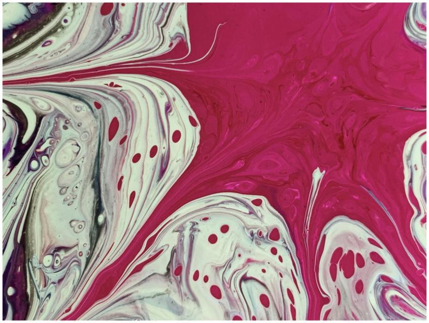 Dynamic pink and white abstract acrylic paint patt