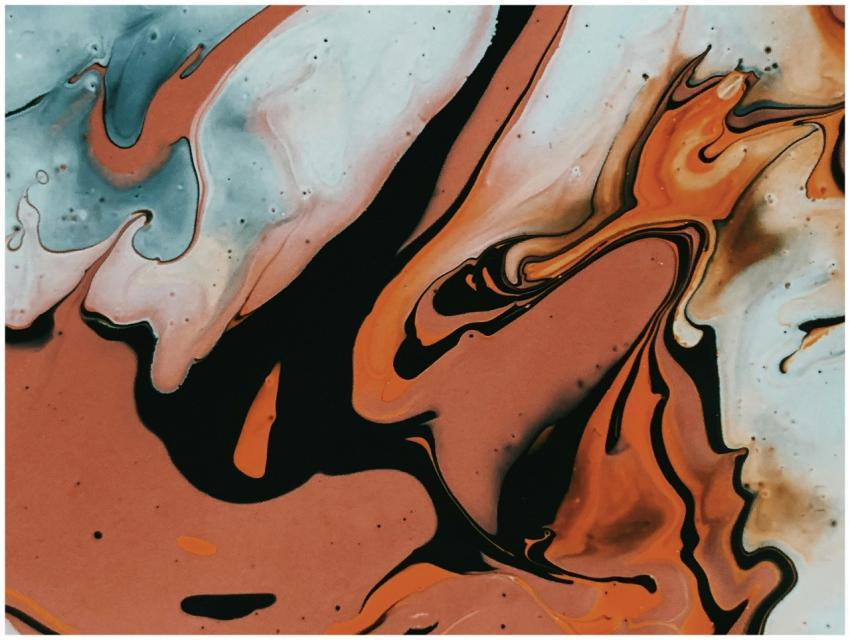 Dynamic abstract fluid painting with vibrant earth