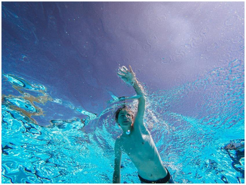 Vibrant underwater image of a teenage swimmer, sho