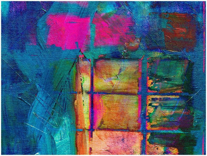 Dynamic abstract canvas artwork featuring vibrant