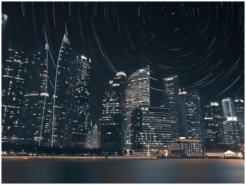 Stunning long exposure of Singapore's night skylin