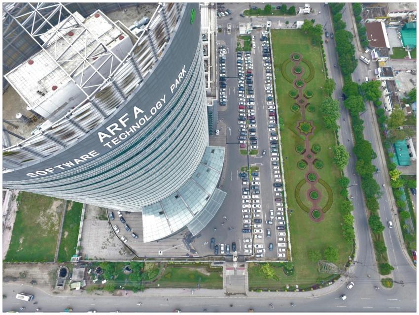 High-angle aerial shot of Arfa Software Technology