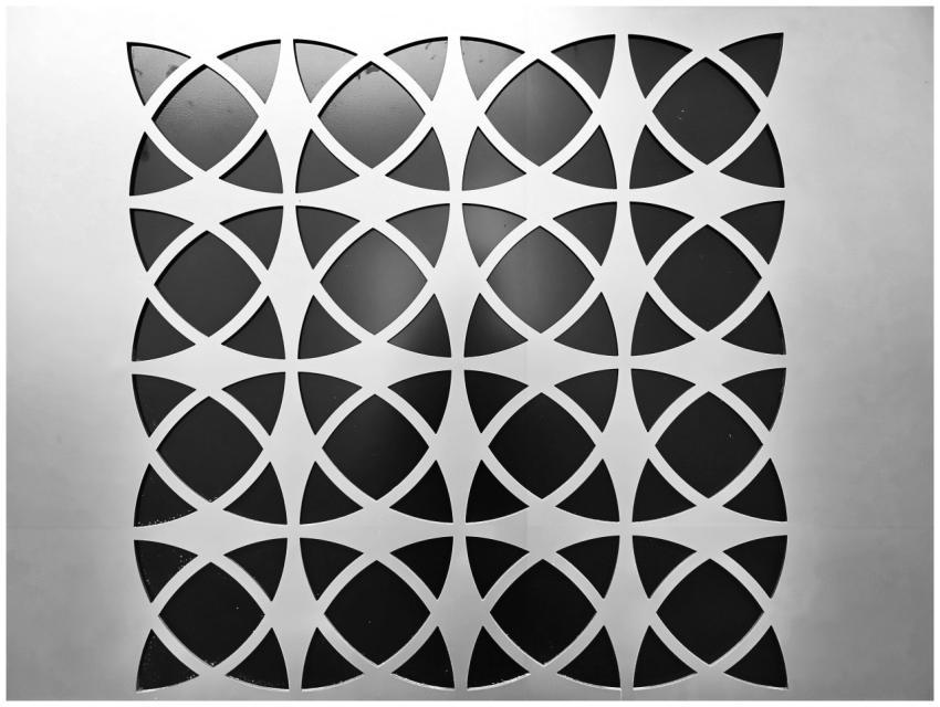 Black and white geometric pattern with abstract sh